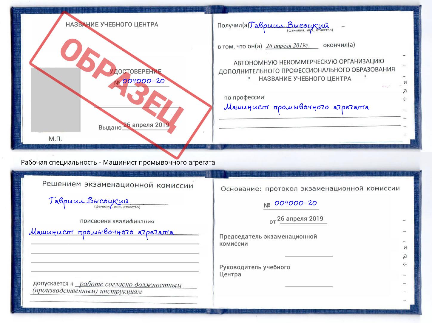 Машинист промывочного агрегата Элиста