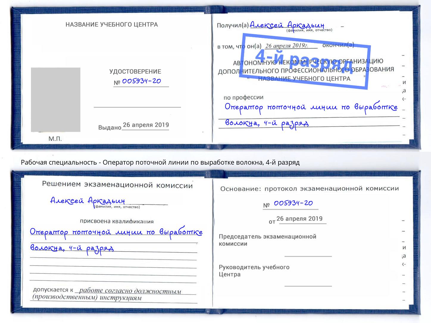 корочка 4-й разряд Оператор поточной линии по выработке волокна Элиста